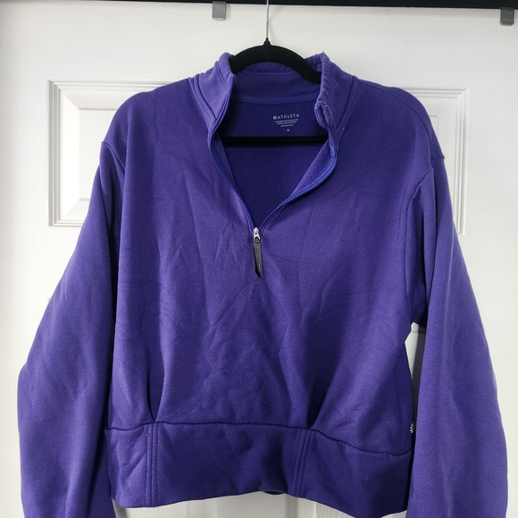 Athleta Sweaters - Athleta Purple Quarter-Zip Fleece Pullover